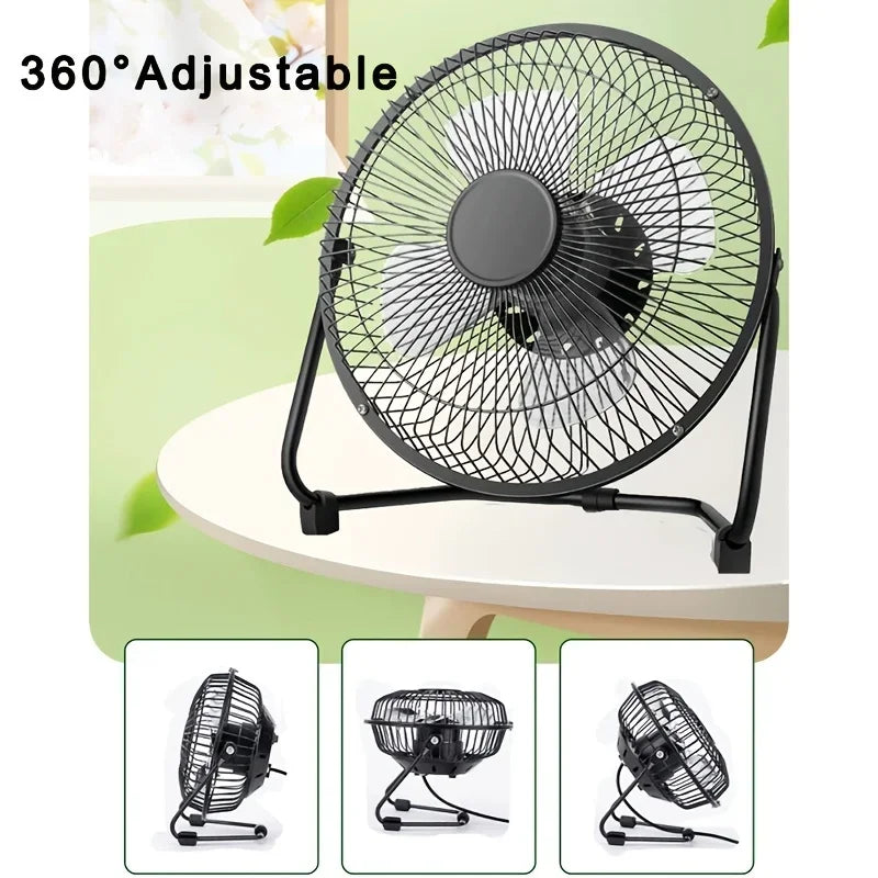 4/6/8 Inch Desktop Portable USB Electric Fan – 2-Speed Adjustable Mini Desk Fan with 4 Blades & 360° Rotation for Strong Airflow | Kalsten