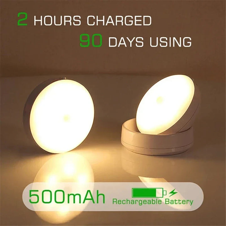 Motion Sensor LED Night Light – USB Rechargeable, Intelligent Human Induction for Bedside, Wardrobe, and Cabinet Lighting | Kalsten