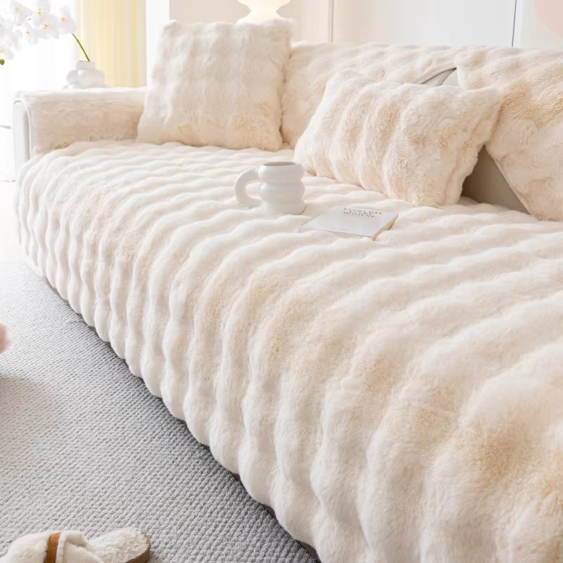 Plush Faux Fur Sofa Cover