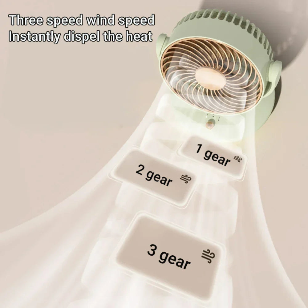 Kalsten | BreezeLoop Table Fan with 360° Rotation | USB Fan with 3 Speeds & Battery | Quiet & Compact | For Office, Bedroom & Home