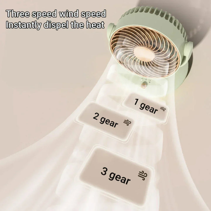 Kalsten | BreezeLoop Table Fan with 360° Rotation | USB Fan with 3 Speeds & Battery | Quiet & Compact | For Office, Bedroom & Home