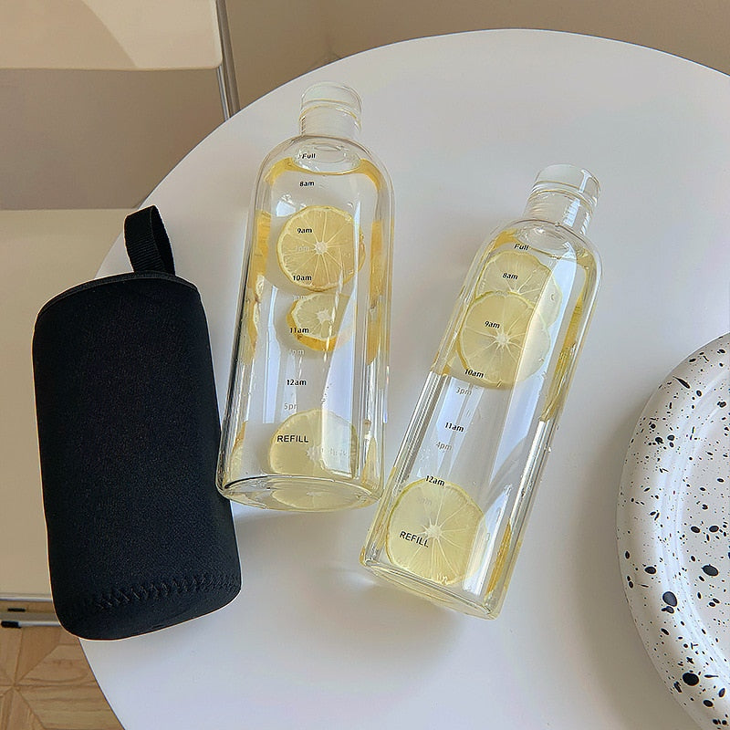 Heat-Resistant Glass Water Bottle – Time Scale Design