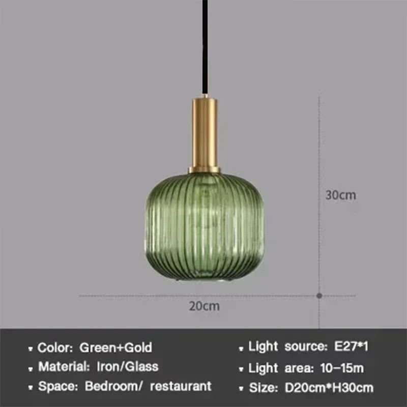 Modern Nordic Glass Pendant Light – Single Head LED Hanging Lamp for Dining Room, Bedroom, Cafe, and Study – White, Green, Cognac & More | Kalsten
