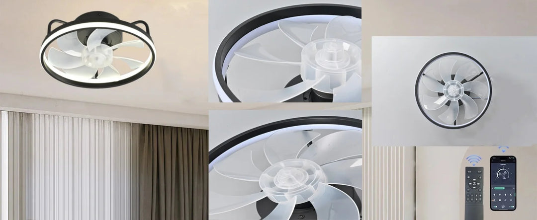 Modern LED Ceiling Fan Light with DC Motor - 6 Speed, Timer, Low Floor Attic Fan, Remote Control Decorative Light | Kalsten
