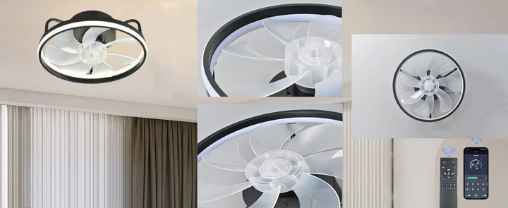 Modern LED Ceiling Fan Light with DC Motor - 6 Speed, Timer, Low Floor Attic Fan, Remote Control Decorative Light | Kalsten