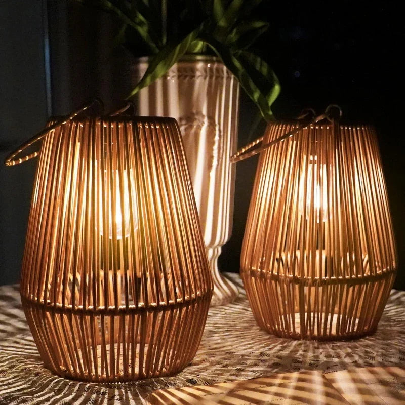 Solar Rattan Lantern Karnz