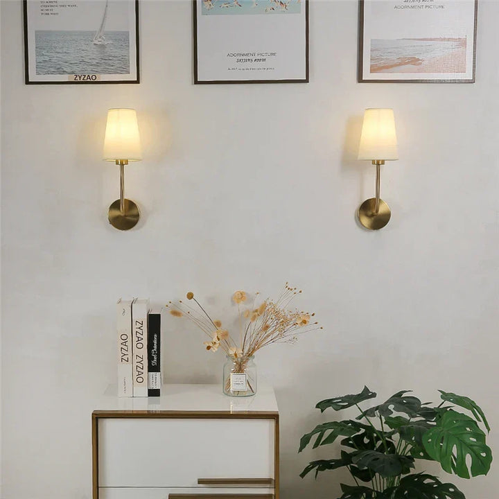 Nordic Minimalism LED Wall Lamp – Modern Linen Lampshade for Living Room, Bedroom, and Stairway Decor | Kalsten