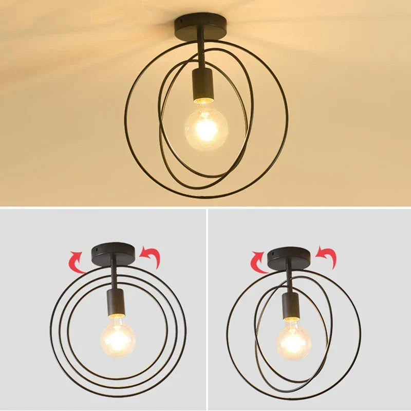 Modern Metal Gold Ceiling Light – Industrial Iron Pendant Lamp for Living Room, Bedroom, Aisle, Loft, E27 Home Lighting Fixture | Kalsten