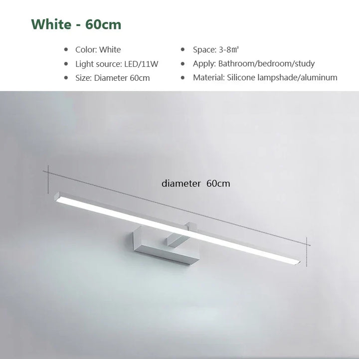 Modern LED Wall Light for Bathroom – 3-Color Adjustable Light Aluminum LED Mirror Lamp for Makeup and Bathing | Kalsten
