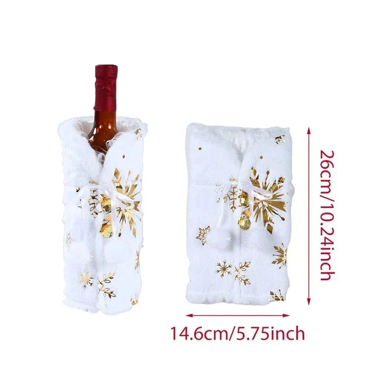 Christmas bottle cover with fur collar – festive cover for wine bottles, gnome decoration for Christmas, perfect as gift wrapping | Kalsten