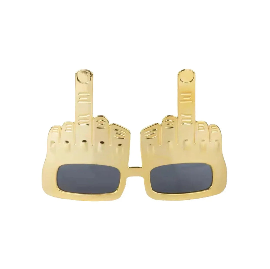 Bold Gold Middle Finger Party Sunglasses | Kalsten