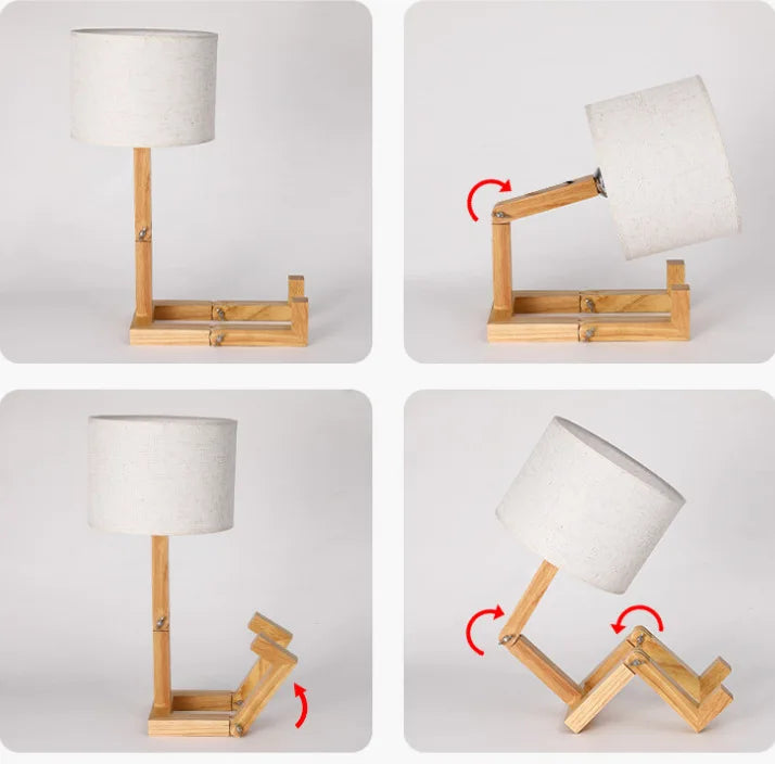 Playful Robot Table Lamp - made of Sustainable Wood for Creative Spaces Kalsten