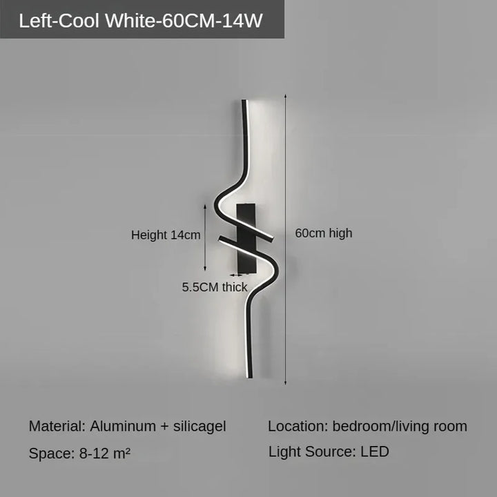 Modern Minimalist Strip Led Wall Light Bedroom Lights For Bedside Wall Sconce Led Light Living Room TV Sofa Background Wall Lamp | Kalsten