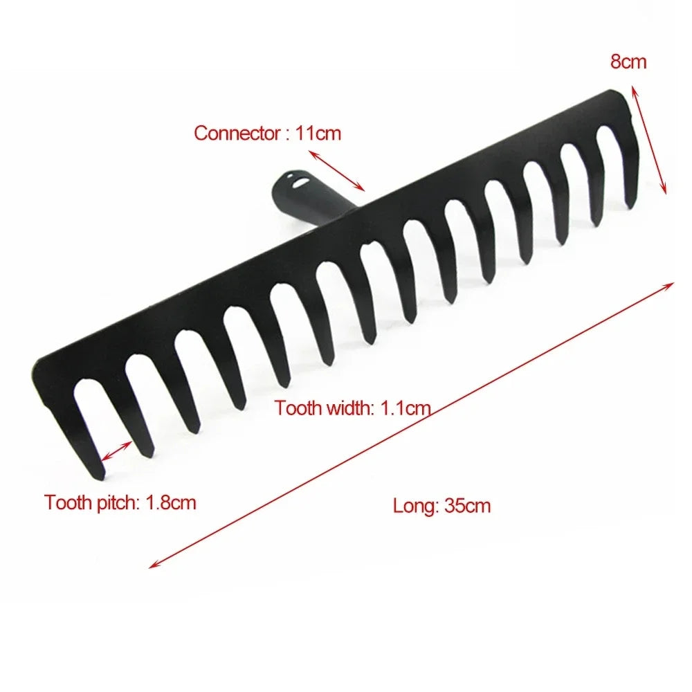 Kalsten | AgriZink Stainless Steel Garden Rake with 14 Tines | Robust Tool for Agriculture & Garden | For Leaves, Hay, Soil & Mulch | High-Quality Soil Rake