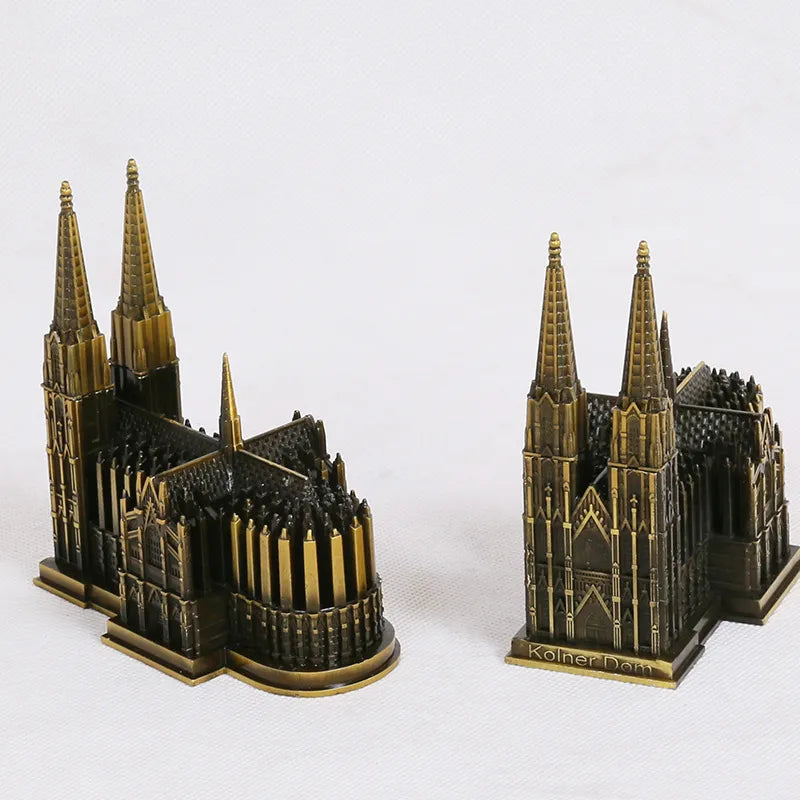 BowLift | Cologne Cathedral Model Metal Antique Bronze Germany Cologne Cathedral Building Figurine World Famous Landmark Architecture Decoration
