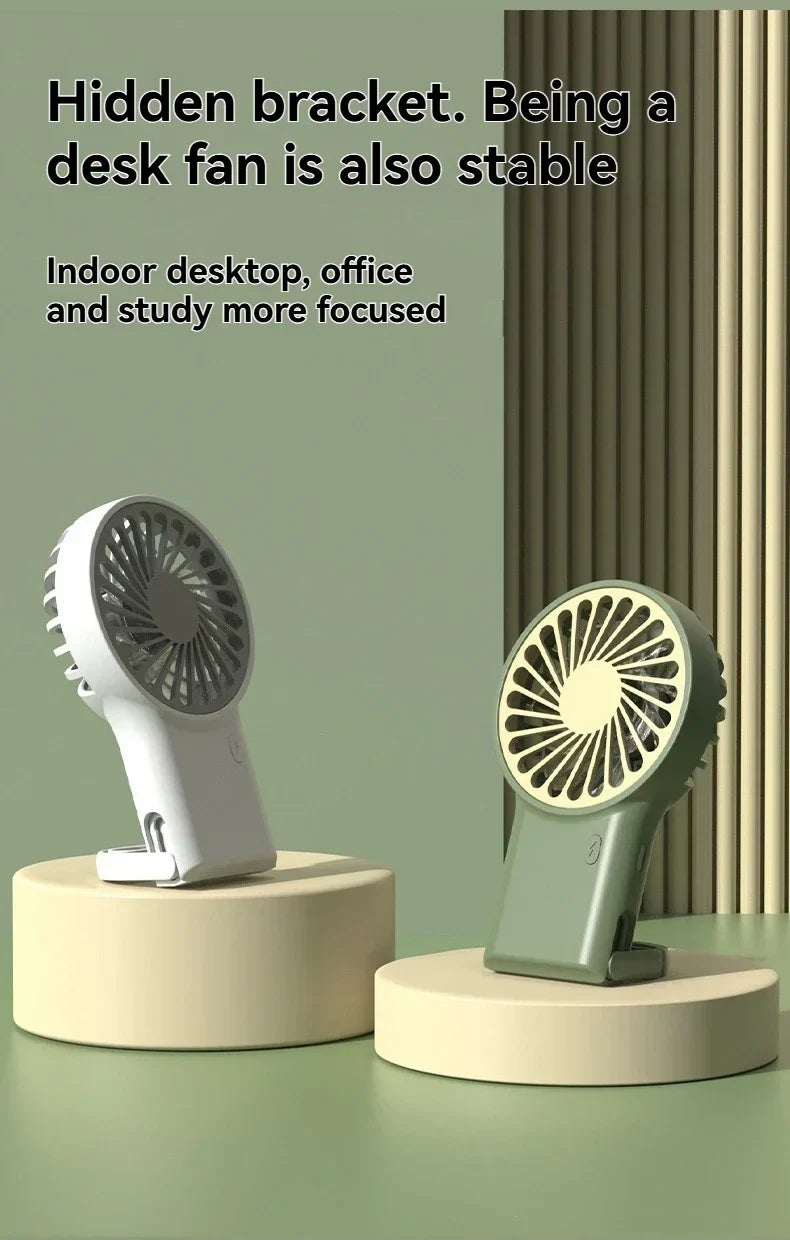 New Foldable USB Rechargeable Mini Fan | Handheld Desktop Fan with Cartoon Design & Hook for Outdoor, Home & Office Use | Kalsten