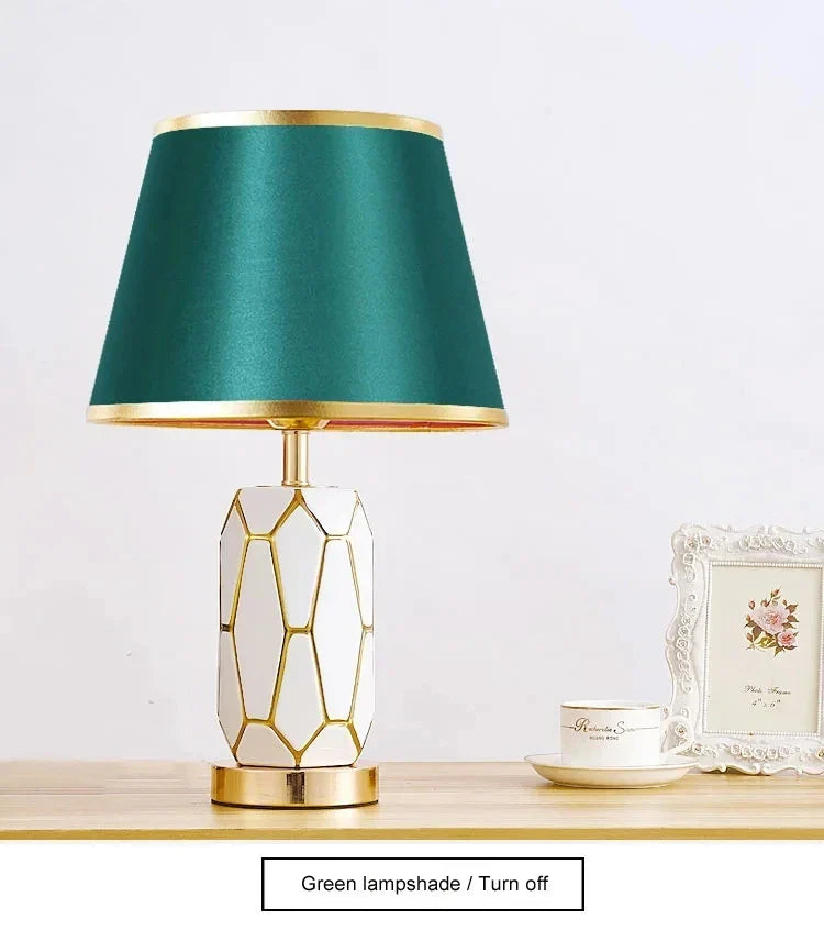 American Ceramic Table Lamp - Simple Modern Bedroom Bedside Lamp for Living Room, Warm Wedding Room Decorative Lamp | Kalsten