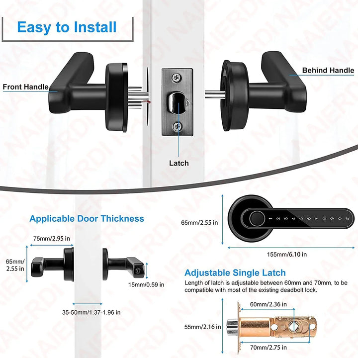 Electronic Fingerprint Door Lock with App Control and Backup Power