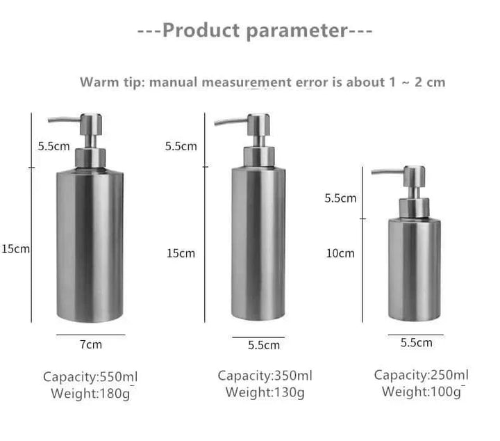 Kalsten | Elegant Stainless Steel Hand Pump Soap Dispenser 250ml/350ml/550ml