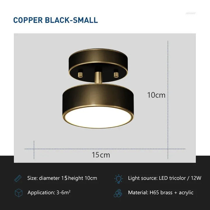 Modern LED Ceiling Light – Nordic Copper Decor for Bedroom, Living Room, Dining Room, and Corridor – Round Surface Mounted Fixture | Kalsten