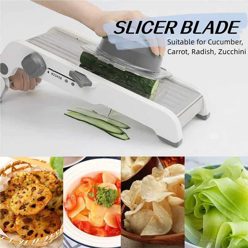 Kalsten | SchnittMeister 18-in-1 Mandoline Vegetable Slicer | Adjustable & Stainless Steel Blades | For Slices, Strips & Julienne | Safe & Versatile