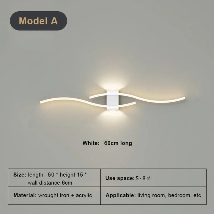 Modern LED Wall Lamp – Black, White, and Gold Wall Light Sconce for Living Room, Bedroom, Bedside, and Decorative Lighting | Kalsten