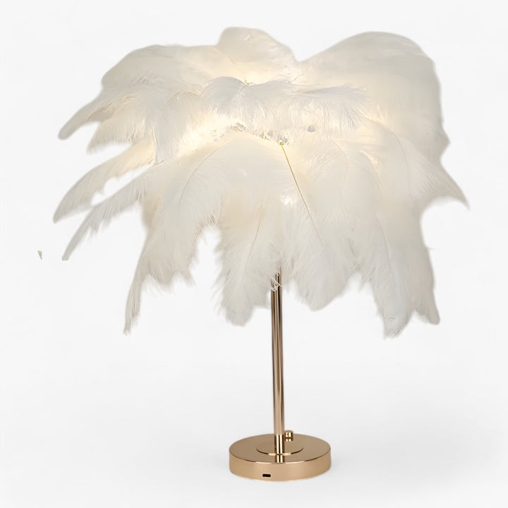 FeatherGlow | Table lamp with touch control - LED with feathers for weddings and room decoration | Kalsten