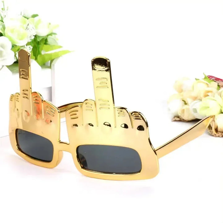 Bold Gold Middle Finger Party Sunglasses | Kalsten