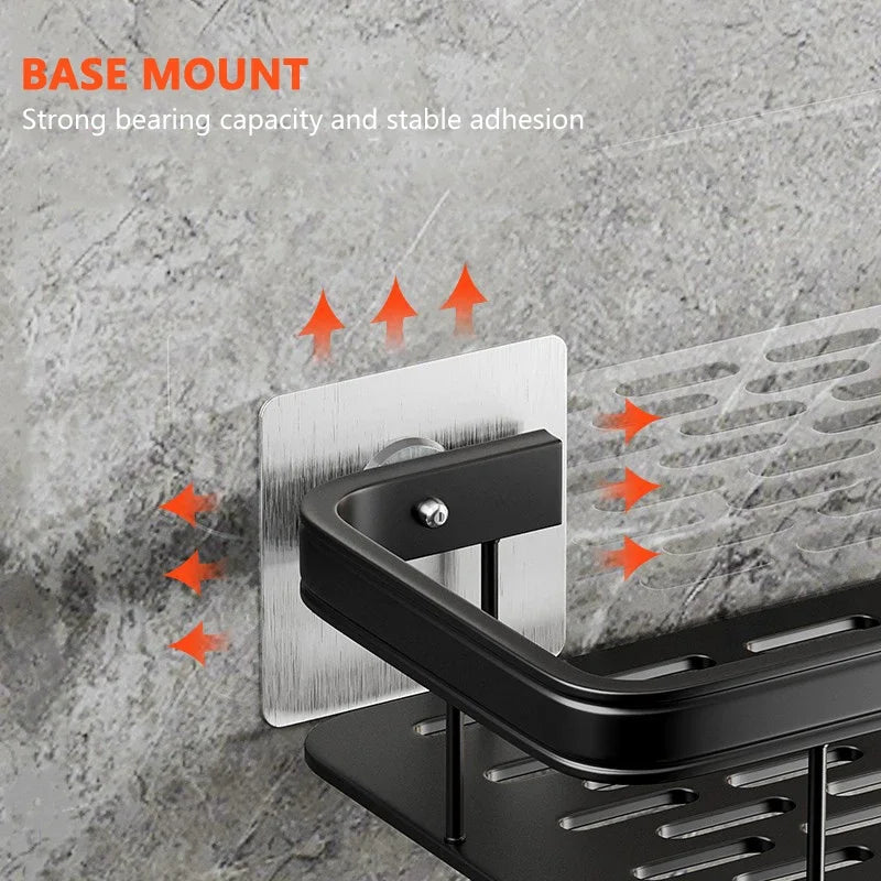 Skanto | Wall-Mounted Bathroom Storage Holder: No-Drill Corner Cabinet Shower Caddy - WC Shampoo Organizer, Bathroom Shelves