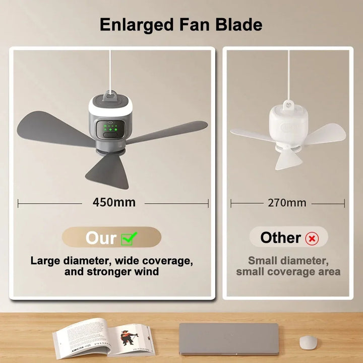 12000mAh Portable Ceiling & Camping Fan – Outdoor Tent Air Circulator and Cooling Ventilator | Kalsten