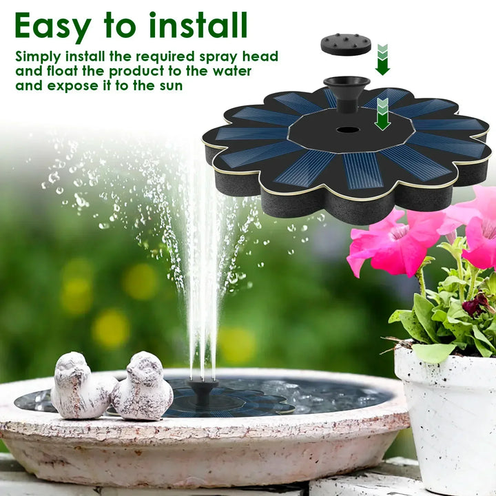 Kalsten | Solar Spring Garden Fountain | 5 Nozzle Attachments | Energy Saving & Maintenance-Free | For Pond, Bird Bath & Balcony