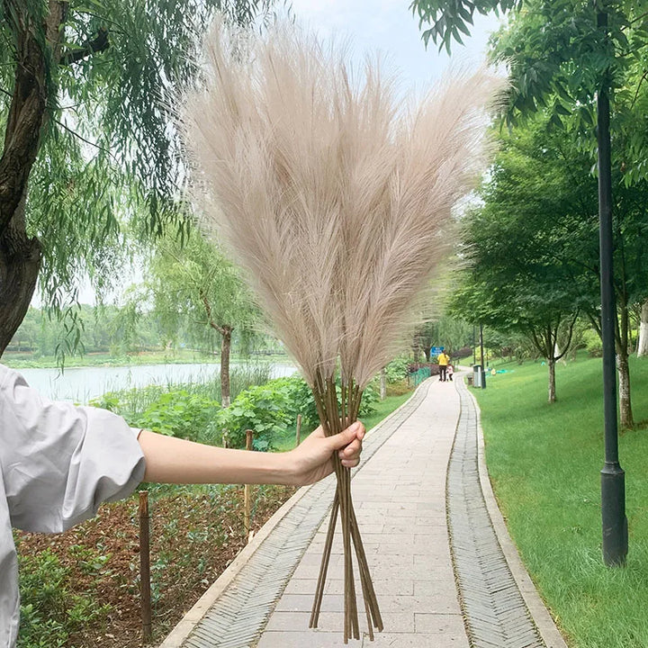 Kalsten | 5 pieces 100 cm Artificial Pampas Grass Dried Flower Bouquet Wedding Party Decoration Home Room DIY Artificial Plants Decoration Supplies