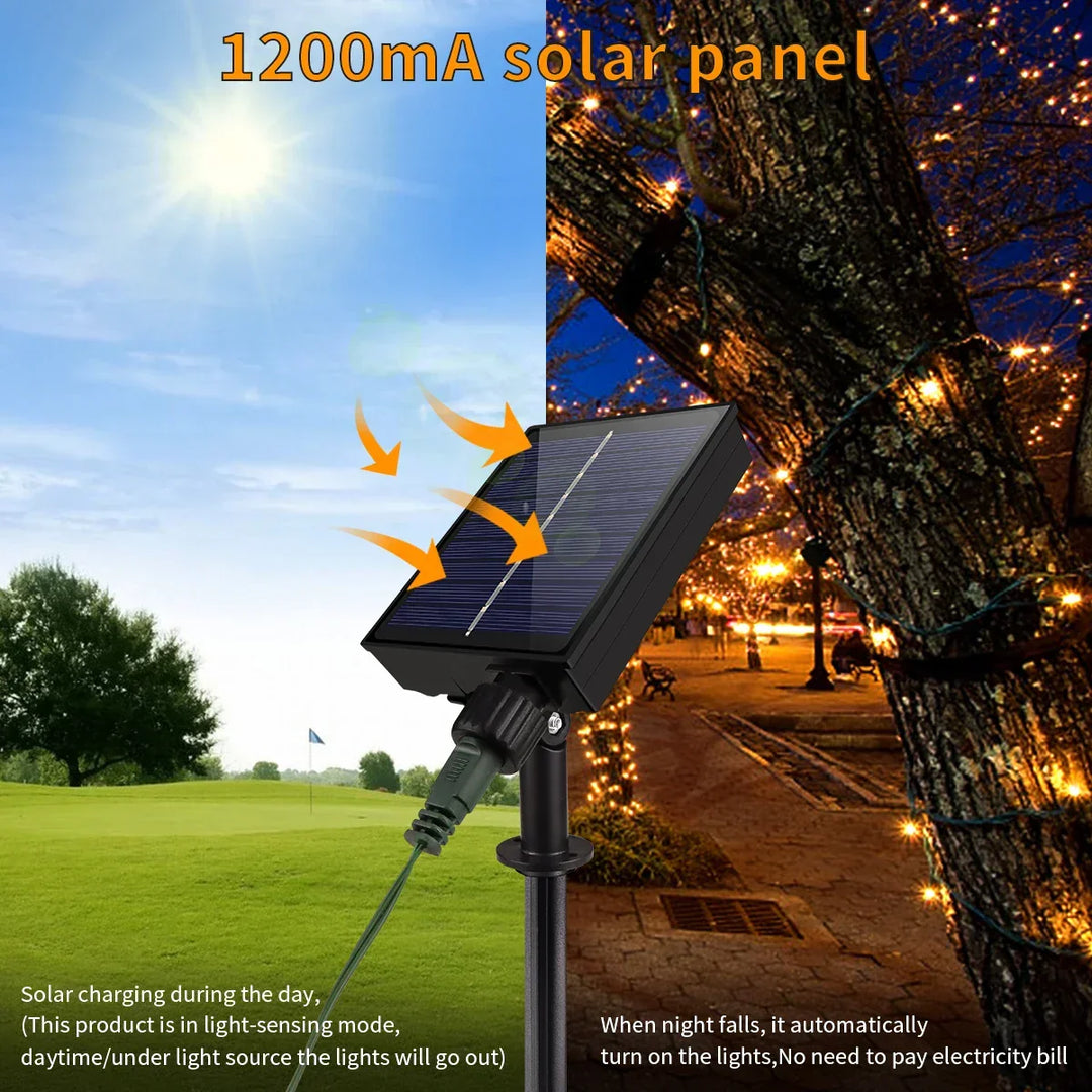 Kalsten | Solar String Lights 100M LumiSol ProLine | 8 Modes | IP65 Waterproof | Extra Bright LEDs | Remote Control & Fast Charging | For Garden, Wedding & Christmas