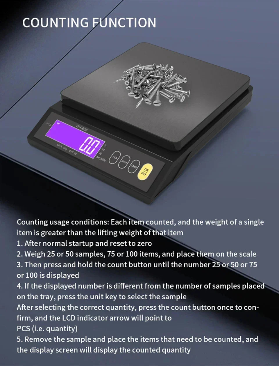 Kalsten | 5 kg/0.1 g and 10 kg/1 g digital electronic kitchen scale, LCD display, fully waterproof stainless steel weighing tool for baking