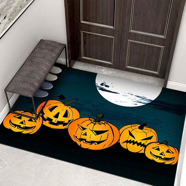 Creepy Halloween Doormat – Non-Slip Door Mat with Pumpkin and Ghost Design for the Entrance Area | Kalsten