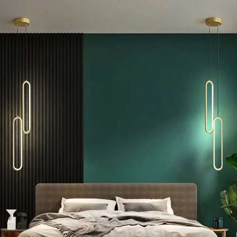 Modern LED Pendant Light – Black and Gold Hanging Lamp for Bedroom, Living Room, and Dining Room Décor | Kalsten