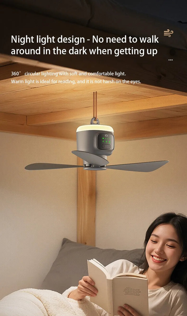 12000mAh Portable Ceiling & Camping Fan – Outdoor Tent Air Circulator and Cooling Ventilator | Kalsten