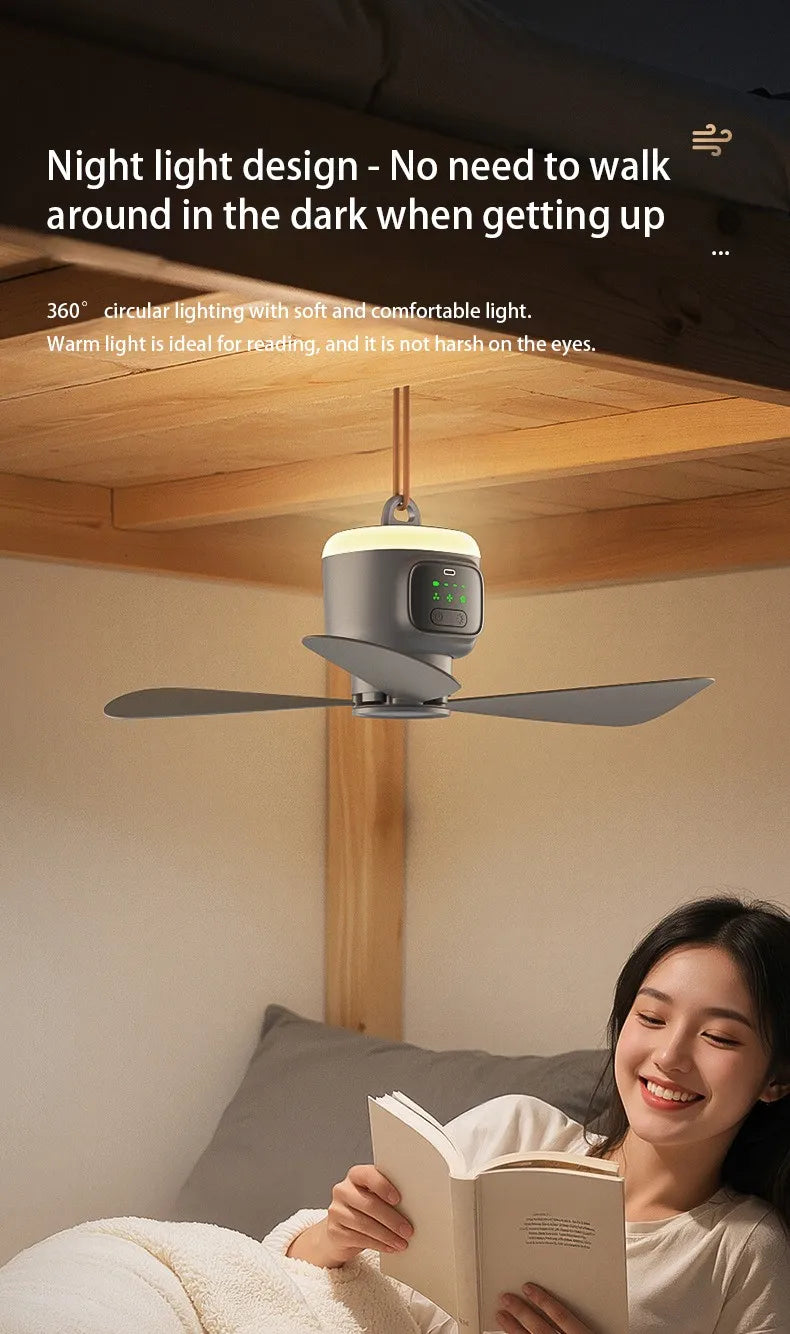 12000mAh Portable Ceiling & Camping Fan – Outdoor Tent Air Circulator and Cooling Fan | Karnz