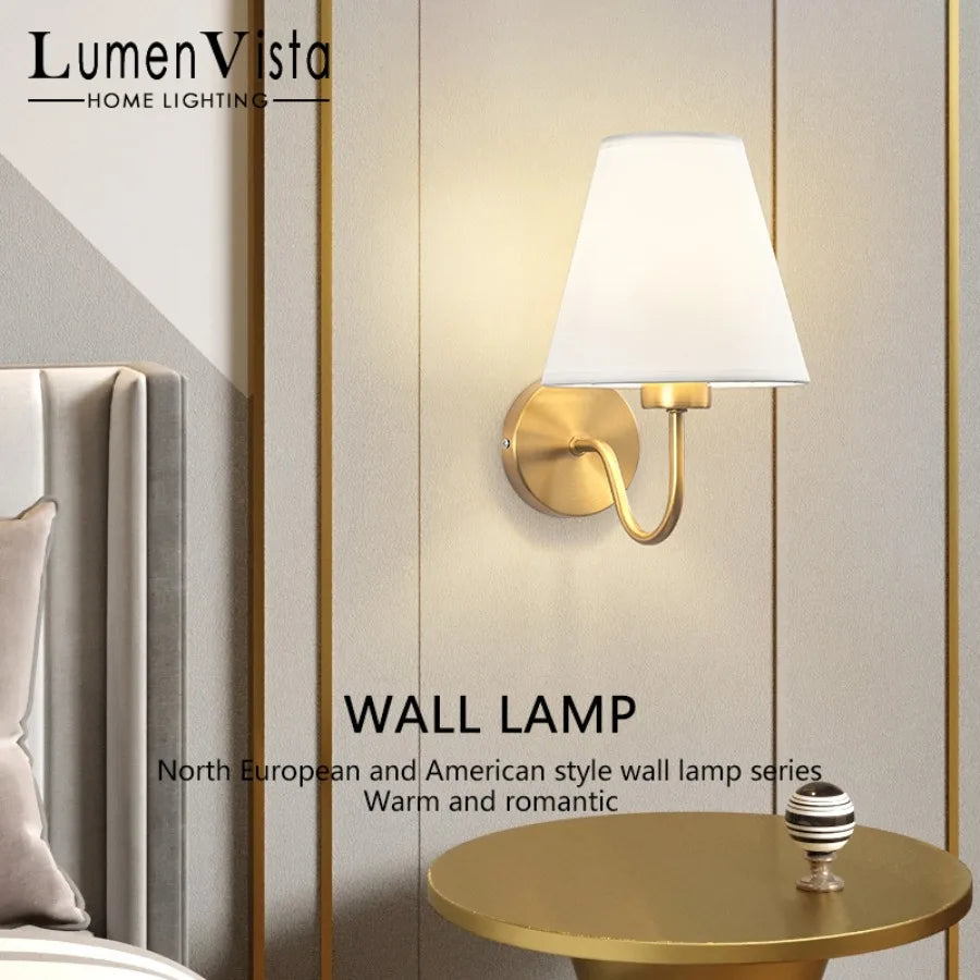 Modern LED Fabric Wall Lamp – E27 Retro Wall Lighting for Bedroom, Living Room, Hotel, and Dining Room | Kalsten
