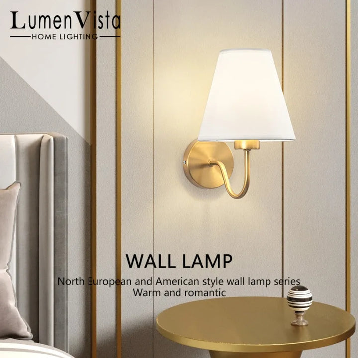 Modern LED Fabric Wall Lamp – E27 Retro Wall Lighting for Bedroom, Living Room, Hotel, and Dining Room | Kalsten