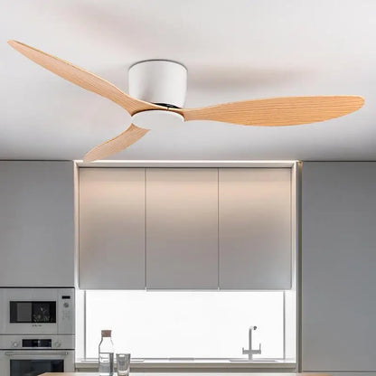 42-52 Inch Ceiling Fans with DC Motor — Remote Control Low Profile Cooling Fans, No Light, White Wood & Black Options | Skanto