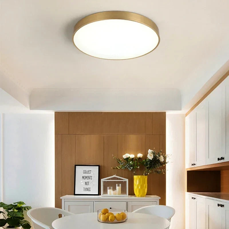 Modern LED Corridor Ceiling Light Lamps - Simple Golden Round | Kalsten