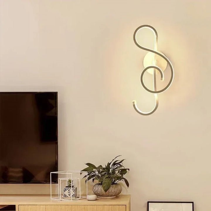 Modern LED Wall Lamp - Musical Note Wall Sconce for Bedroom, Living Room, and Study, Touch On/Off, Up & Down Light Direction, Indoor Home Decor | Kalsten