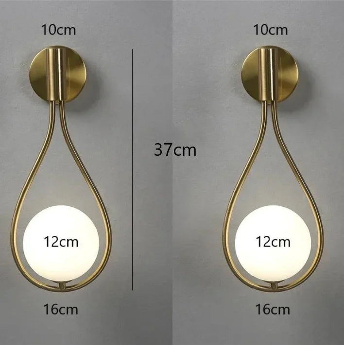 Modern Metal and Glass Ball Wall Lamp – Nordic Style Wall Lighting for Living Room, Bedroom, Aisle, Corridor, and Staircase – AC Powered, LED Bulb Included | Kalsten
