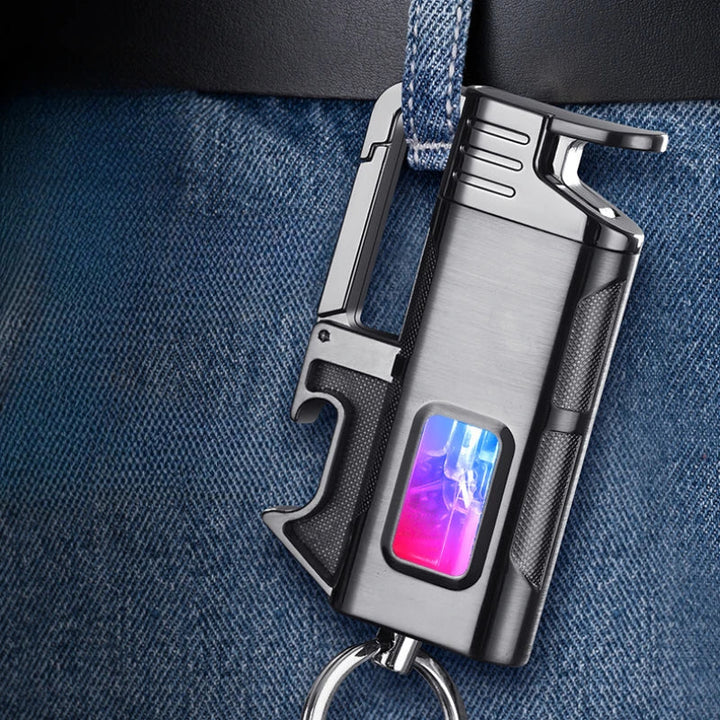 Modern Windproof Metal  Bottle Opener Keychain Lighter | Kalsten