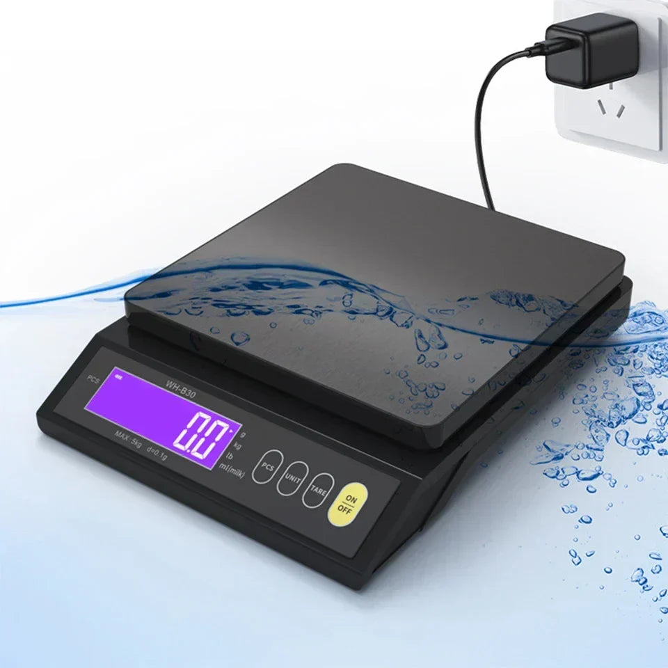 Kalsten | 5 kg/0.1 g and 10 kg/1 g digital electronic kitchen scale, LCD display, fully waterproof stainless steel weighing tool for baking