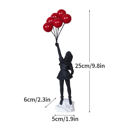 Skanto | Artify Banksy Sculpture Collection | Flower Thrower & Balloon Girl | Pop Art Figures | Modern Office & Home Decor