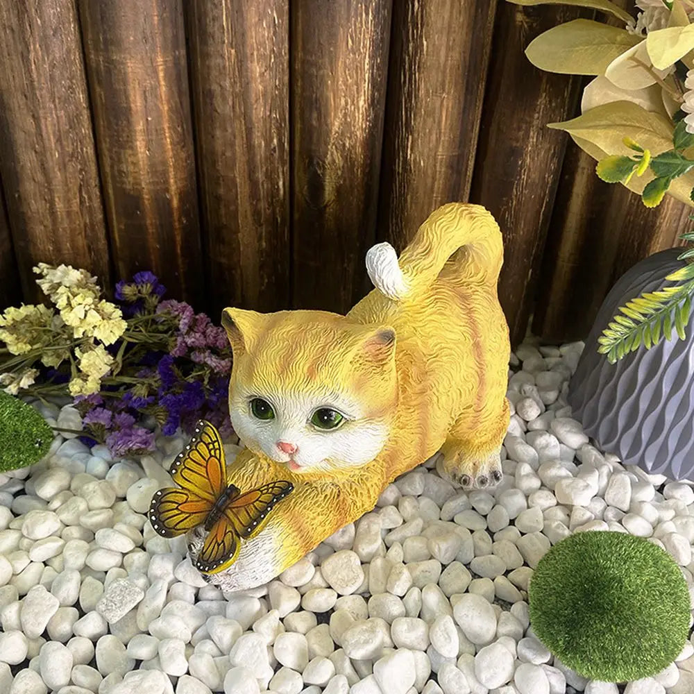 Butterfly Catcher Cat Resin Decorative Lamp | Kalsten