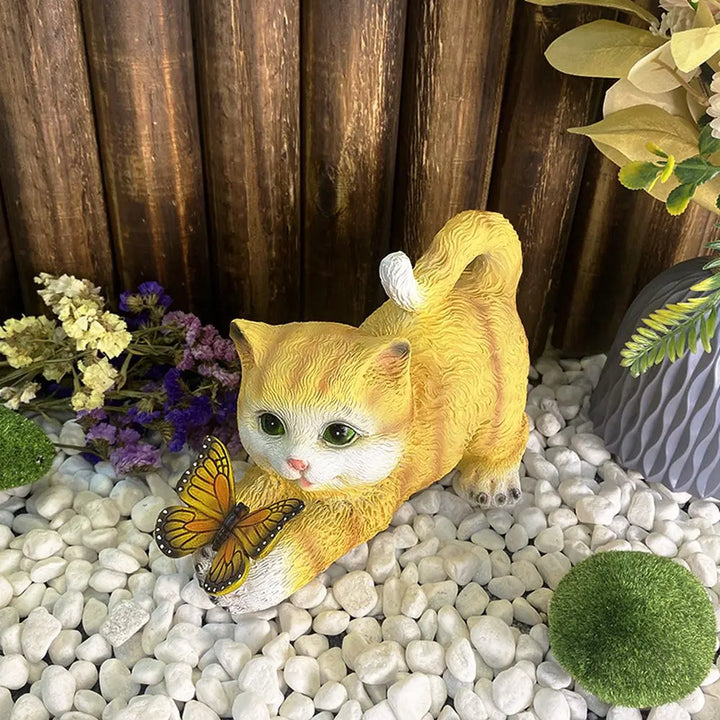 Butterfly Catcher Cat Resin Decorative Lamp | Kalsten