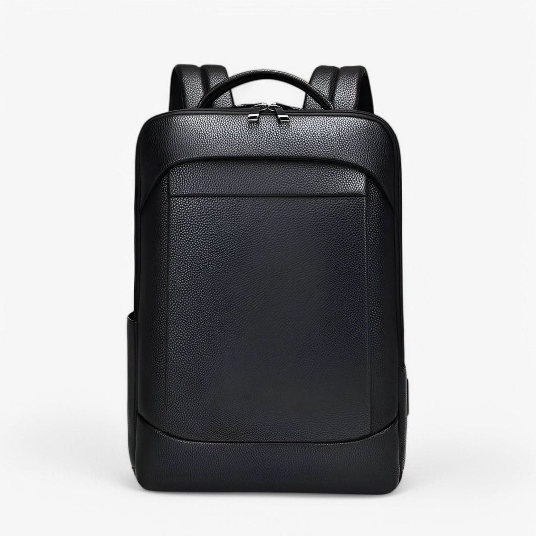 Kalsten | Elegant leather rucksack for men/women with USB port for laptop and everyday use, 15.6 inch, black